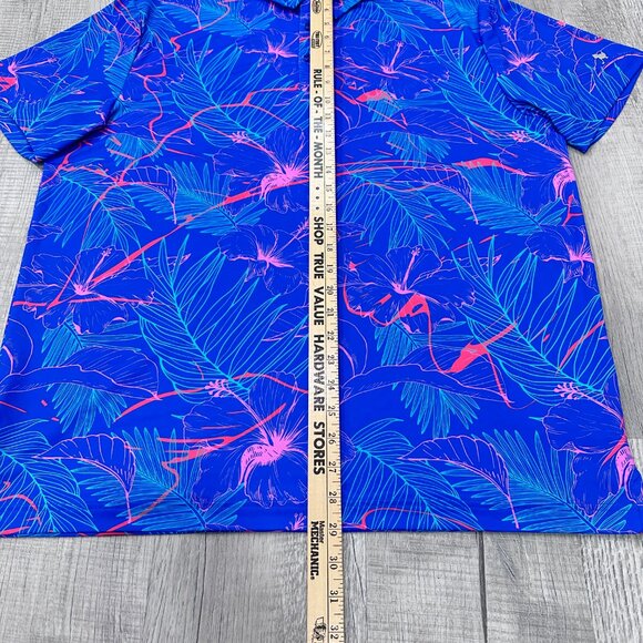 Birdie Bound Polo Shirt Mens Large Blue Short Sleeve Floral Golf Casual - Picture 5 of 9